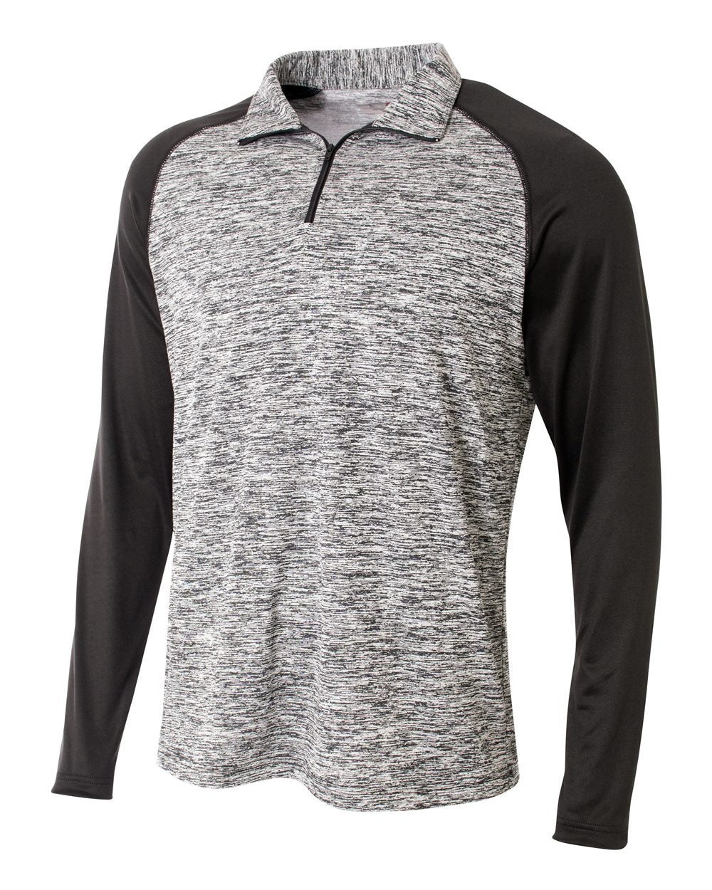 A4 1/4 Zip Long Sleeve Space Dye with Contrast