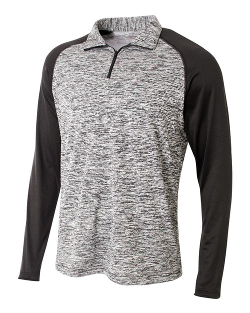 A4 1/4 Zip Long Sleeve Space Dye with Contrast