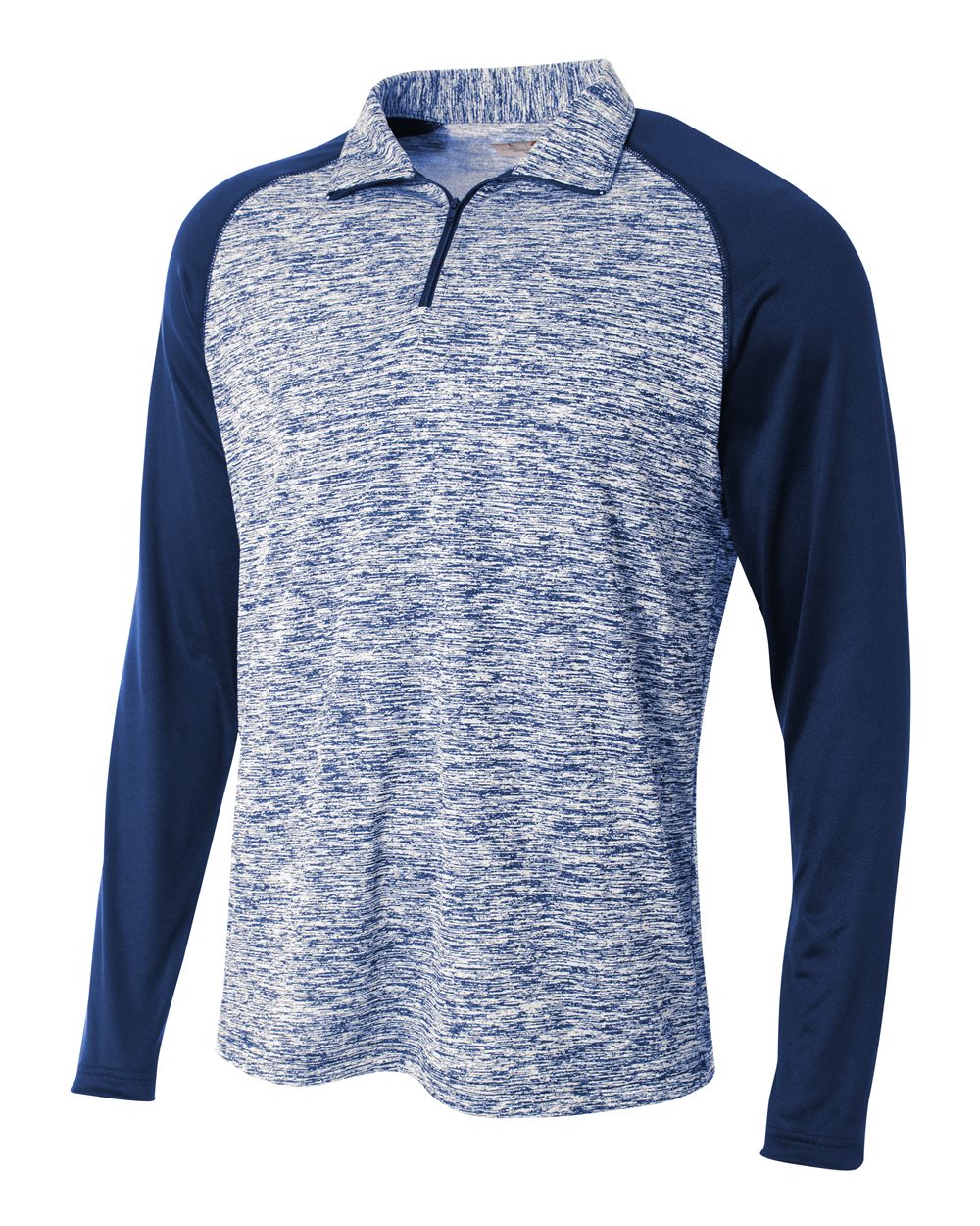 A4 1/4 Zip Long Sleeve Space Dye with Contrast