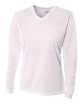 A4 Women's Long Sleeve V-Neck Birds Eye Mesh Tee