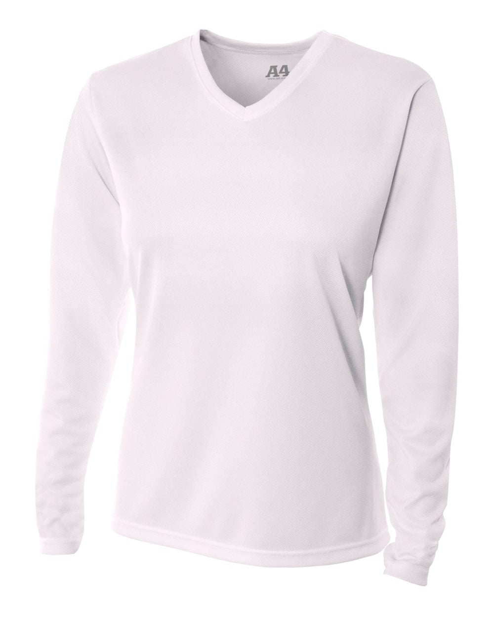 A4 Women's Long Sleeve V-Neck Birds Eye Mesh Tee