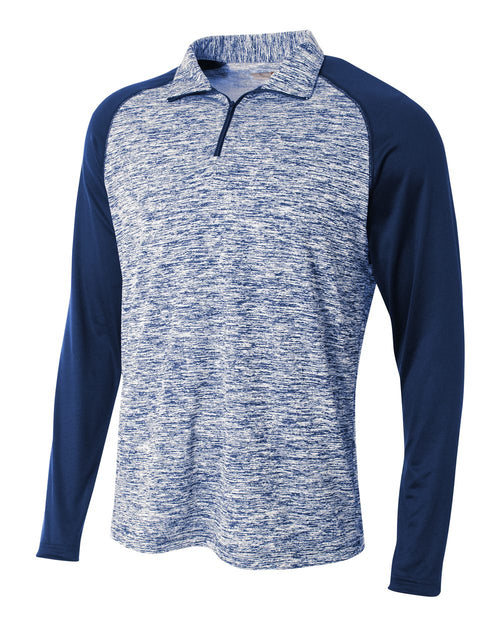 A4 1/4 Zip Long Sleeve Space Dye w/ Contrast