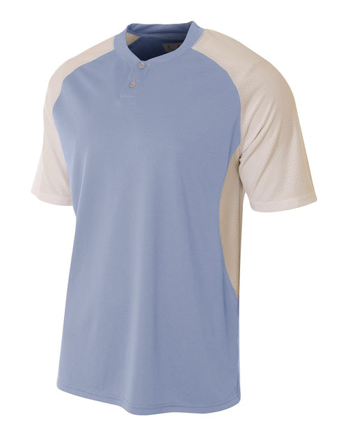 A4 2-Button Henley w/ Contrast Stretch Mesh