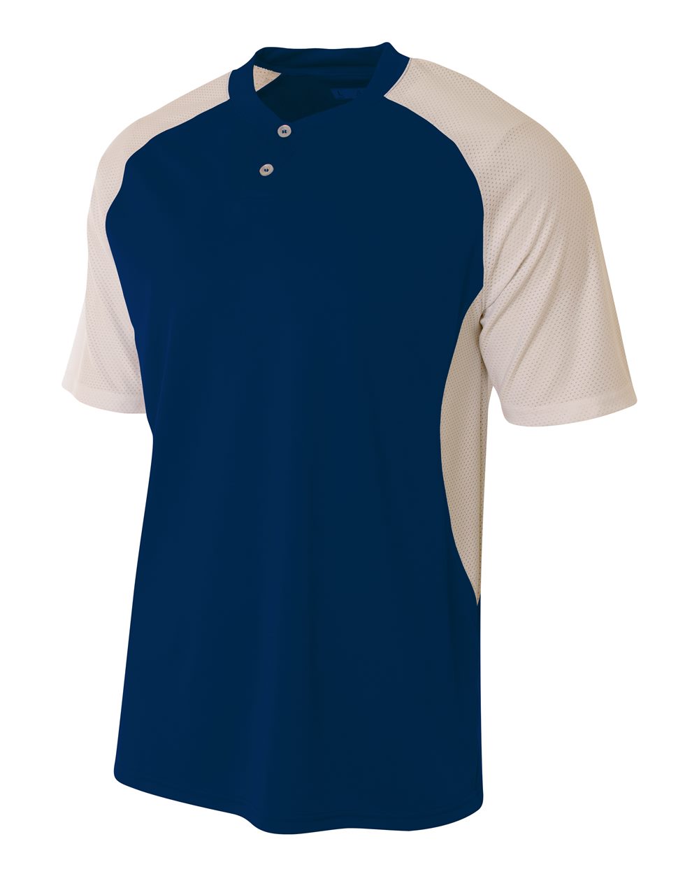 A4 2-Button Henley w/ Contrast Stretch Mesh