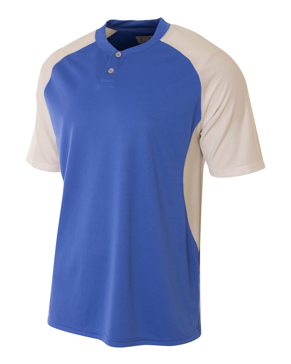 A4 2-Button Henley w/ Contrast Stretch Mesh
