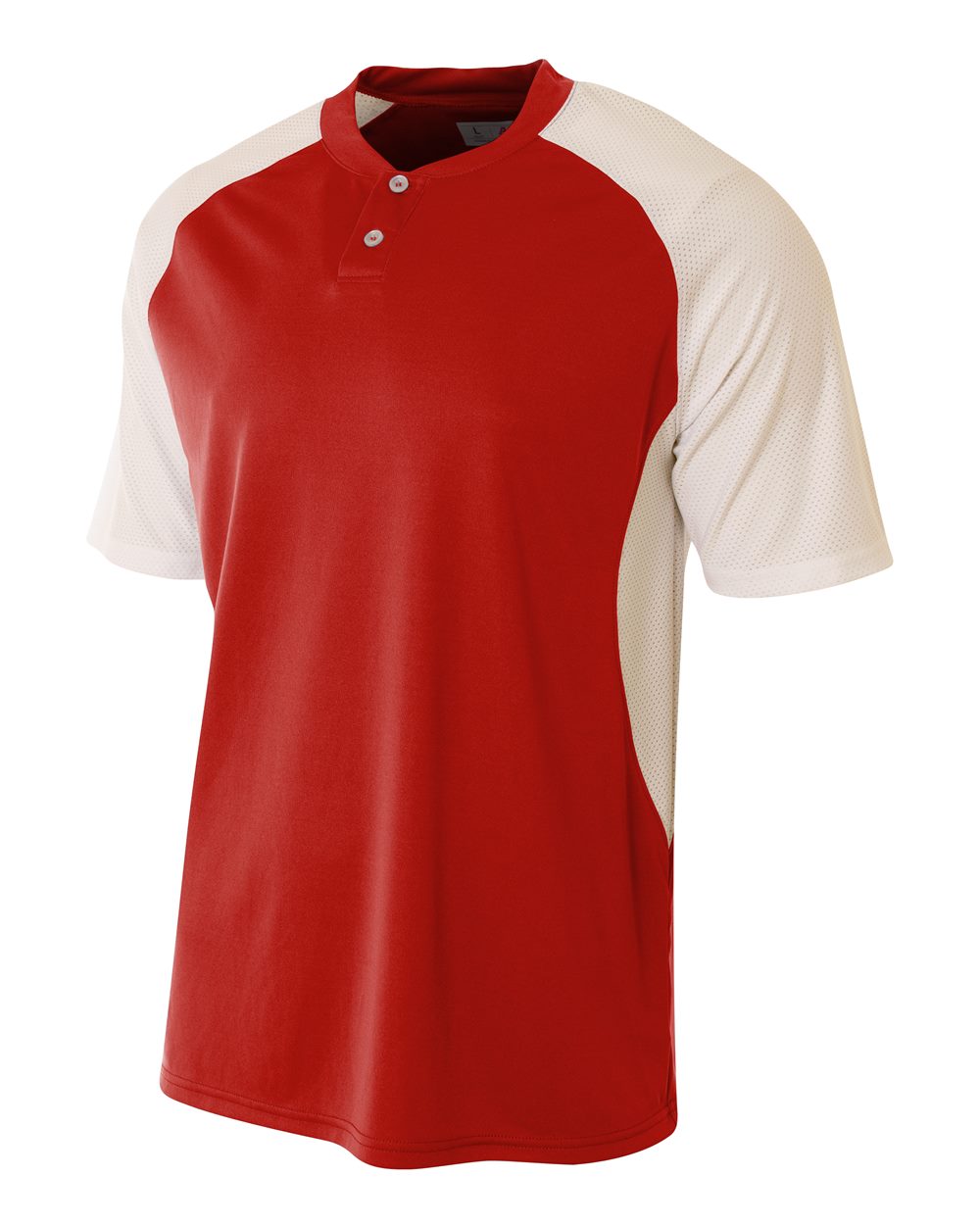 A4 2-Button Henley w/ Contrast Stretch Mesh