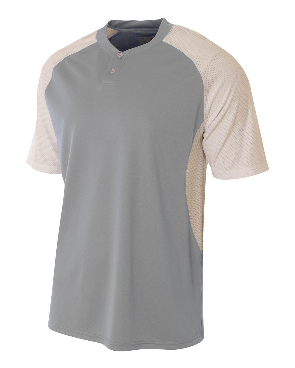 A4 2-Button Henley w/ Contrast Stretch Mesh