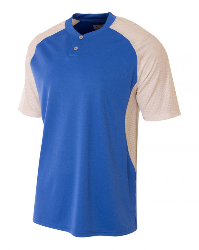 A4 Two-Button Henley with Contrast Stretch Mesh
