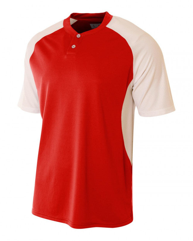 A4 Two-Button Henley with Contrast Stretch Mesh