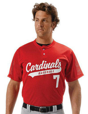 A4 Two-Button Polyester Textured Mesh Softball Jer