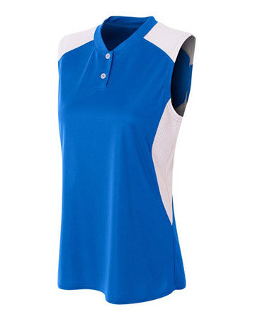 A4 Sleeveless Girls Lacrosse Henley with Stretch I